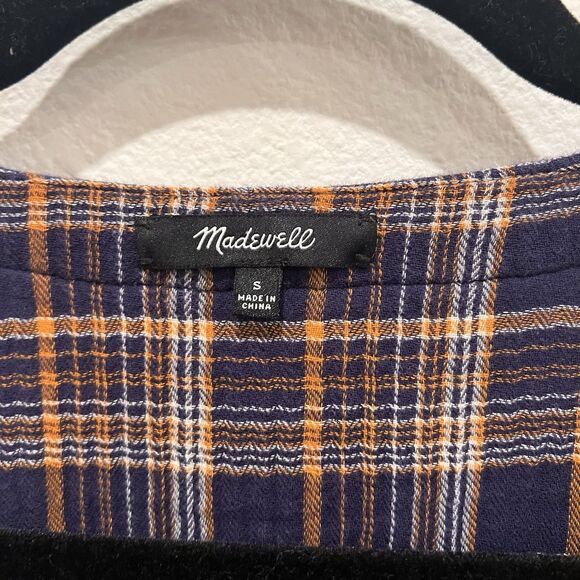 Madewell Plaid Ruffle Sleeve Button Down Shirtdress Size Small Preppy Cottage - Picture 4 of 9